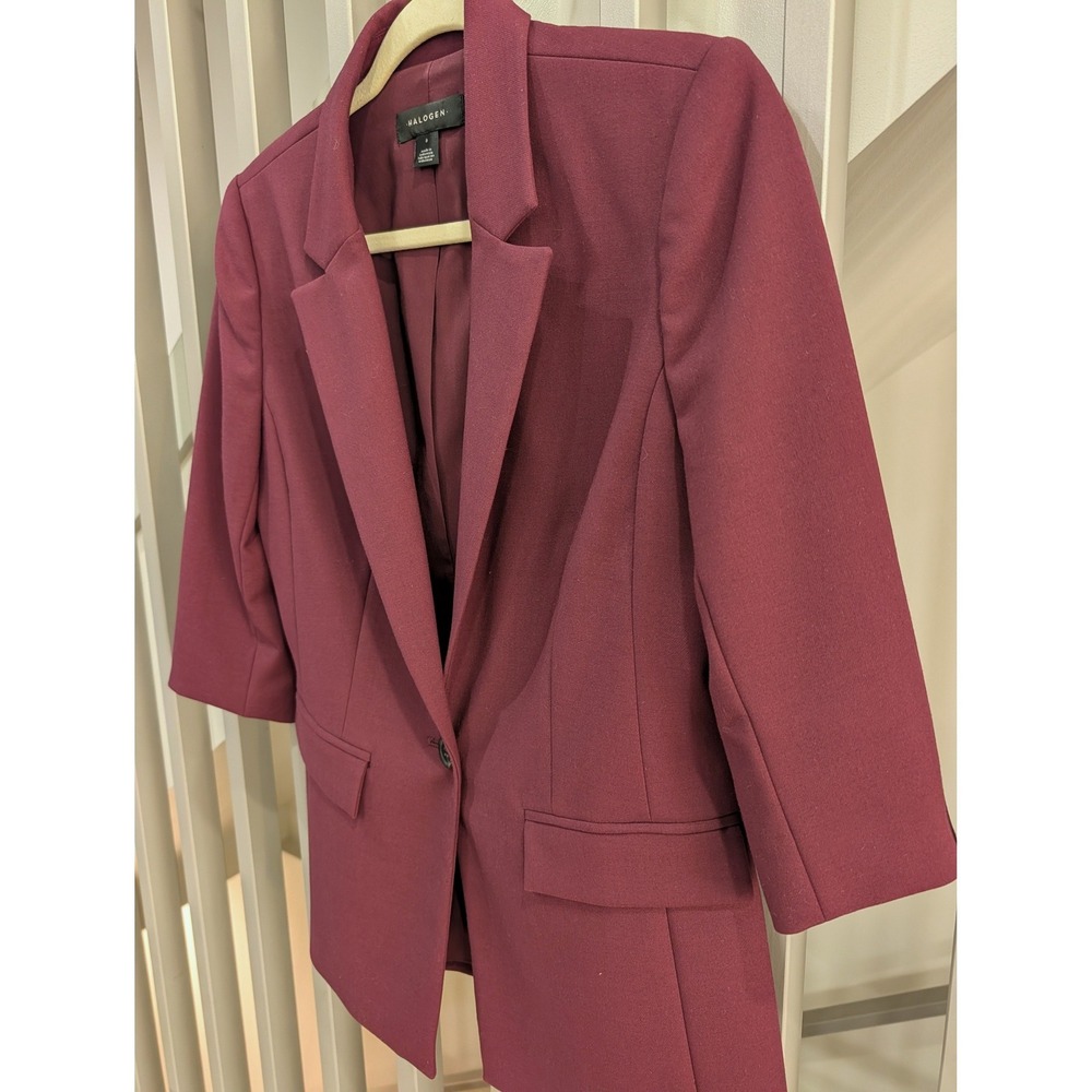 Halogen Burgundy Wine Tailored 3/4 Sleeve Blazer S - Picture 5 of 13